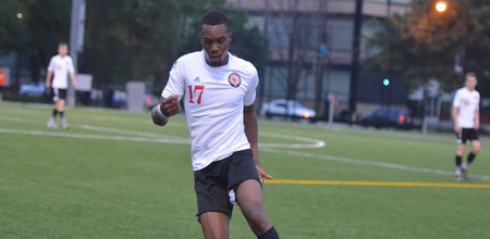 Oluwaseun Ogunsanya scored his fourth goal of the season in the loss. (photo credit: Michael Gombar)