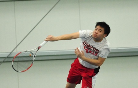 Franklin Zhong won in #1 doubles against Augie (photo credit: Stephen Bates, WCS Photo).