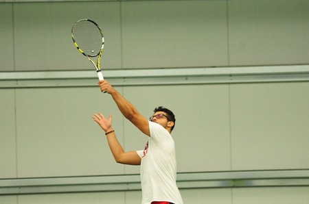 Yousef Abdo won both in singles and doubles against Greenville (photo credit: Stephen Bates, WCS Photography).