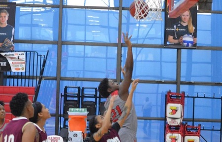 Venika Jarvis nets two of her team-high 15 points (photo credit: Jason Morris)
