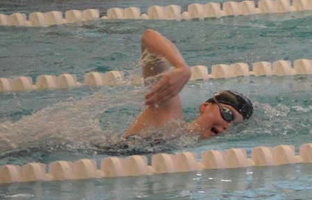 Katherine Lydon was one of many Tech swimmers who put forth strong efforts on Saturday (photo credit: Luke Stanczyk).