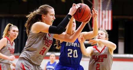 Alyssa Hauert had 12 points and 11 rebounds on Tuesday (photo credit: Aurora University Athletics)
