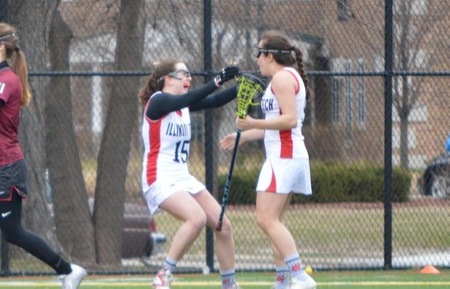 Alyssa DeLuca (left) scored 10 times, setting a single-game Tech record. Madison Meredith (right) assisted on four of DeLuca's 10 goals (photo credit: Kirsten Robinson).