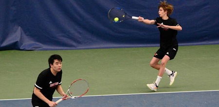 Franklin Zhong (left) and Pol de Santiago (right) were winners in both singles and doubles on Friday (photo credit, Jen Young).
