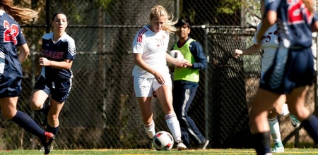 Katie Hoefgen recored two goals in the first game of her senior season (photo credit: Stephen Bates, WCS Photography).